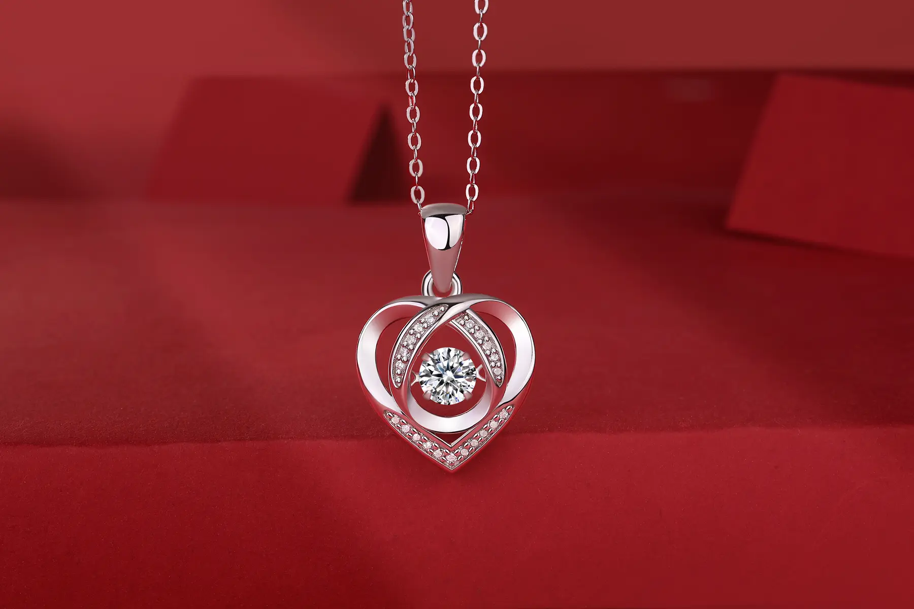 1With You In My Heart - A Fashionable And Trendy Jewelry Necklace Pendant Set With 0.5-carat Moissanite S925 Sterling Silver And Platinum Plating Prohibit Tk Sa
