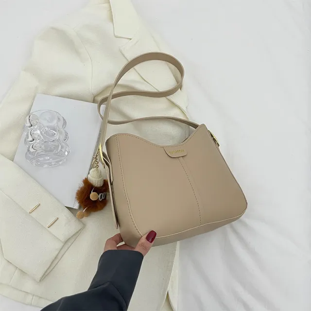 Casual Women's Shoulder Bag Fashion Large Capacity Crossbody Bags Women Solid Color Korean Style Simple Bucket Bag Khaki - Shop at LoveMi