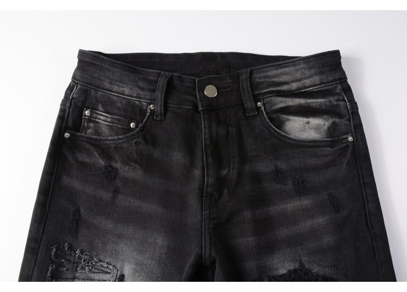 Fashion Men's High Street Embroidered Jeans