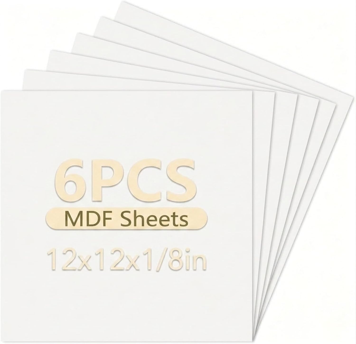 MDF Boards 6 PCS, 3mm White Fiberboard Sheets For Laser Engraving, Cutting, DIY Crafts And Sign Making