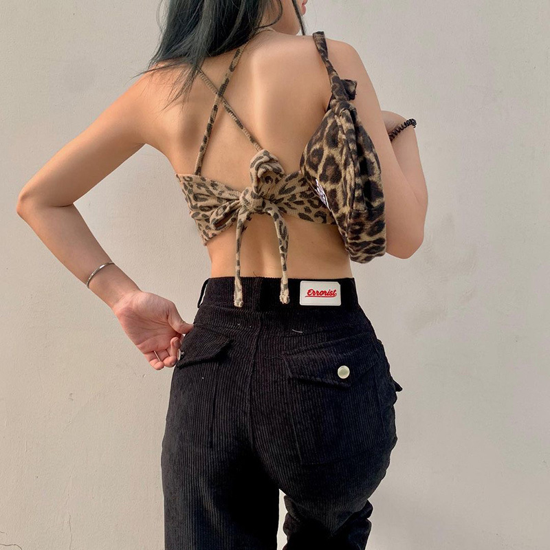 New European And American Fashion Leopard Print Halter Strap Vest