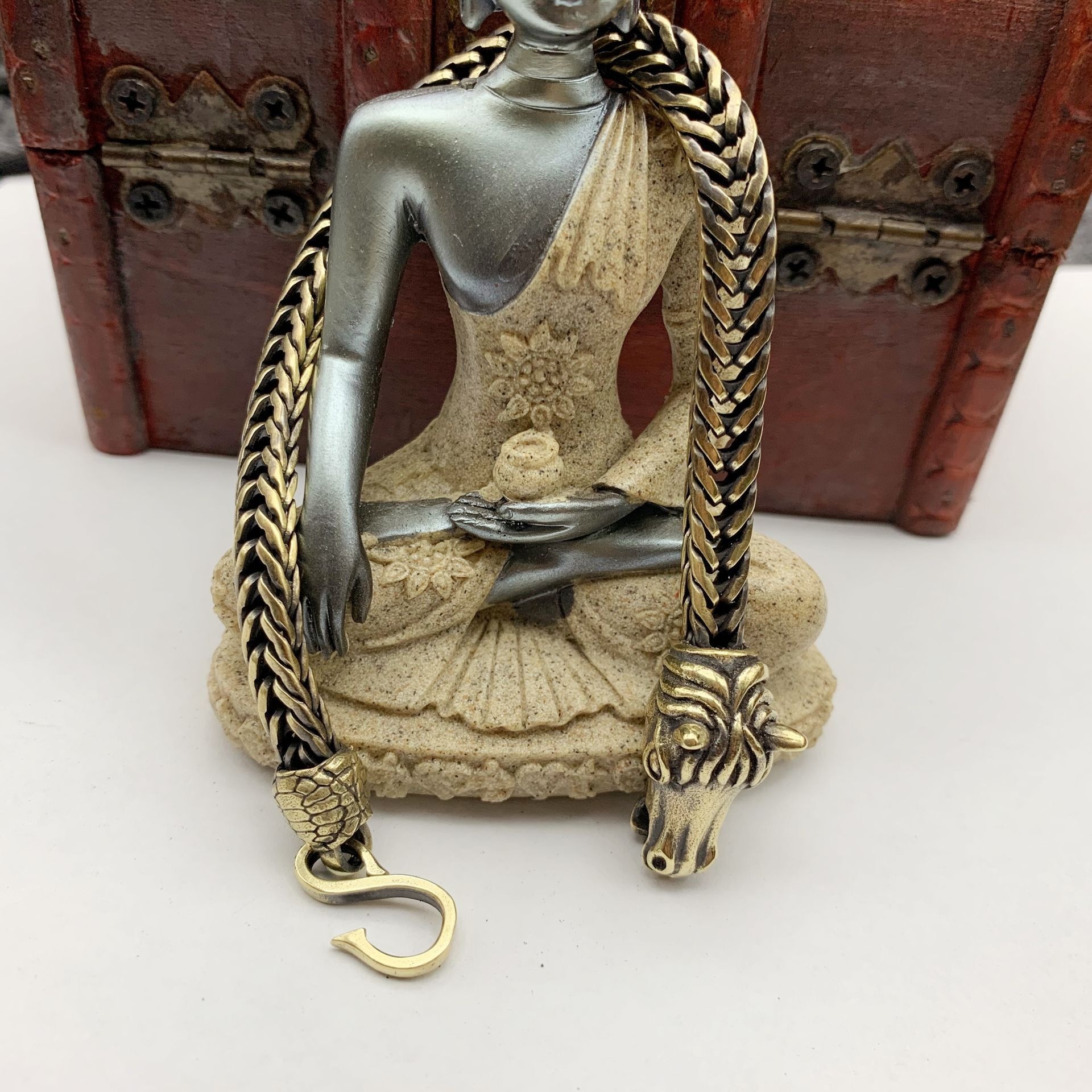 Horse Pure Brass Chain Bracelet Vintage - Image 13
