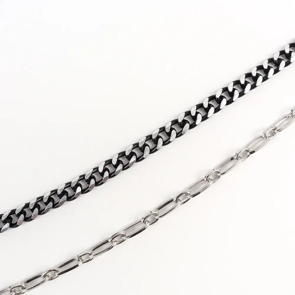 New European And American Punk Style Personality Double Pants Chain Men And Women Black And Silver Mixed Simple Chain Hip-hop Jeans Decoration