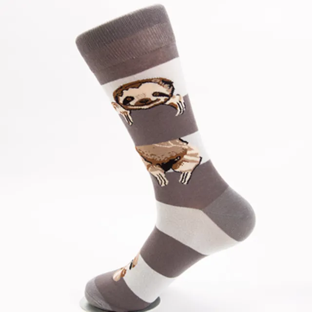 Autumn And Winter New Socks Cotton Sloth Pattern Fashion Middle Khaki - Shop at LoveMi