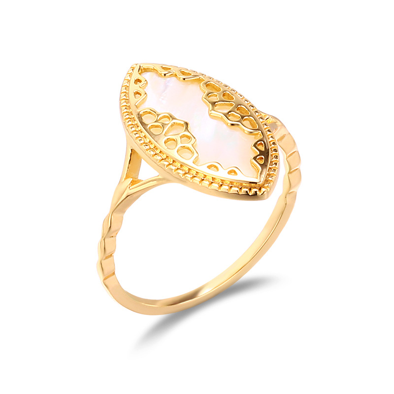 Title 6, Bague coquillage blanche Bubble Fashion pour fe...