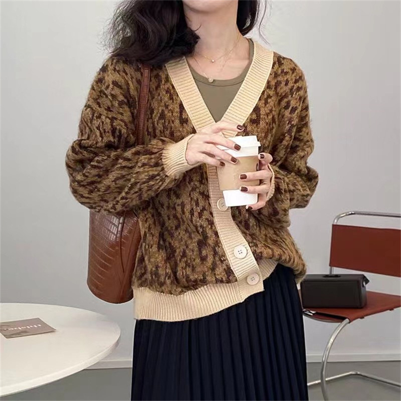V-neck Knitted Sweater Women Mohair Fashion Women