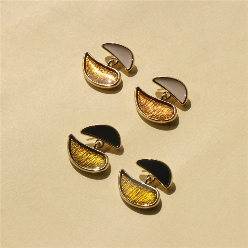 Alloy Comma Earrings Contrast Color S925 Silver Pin Earrings