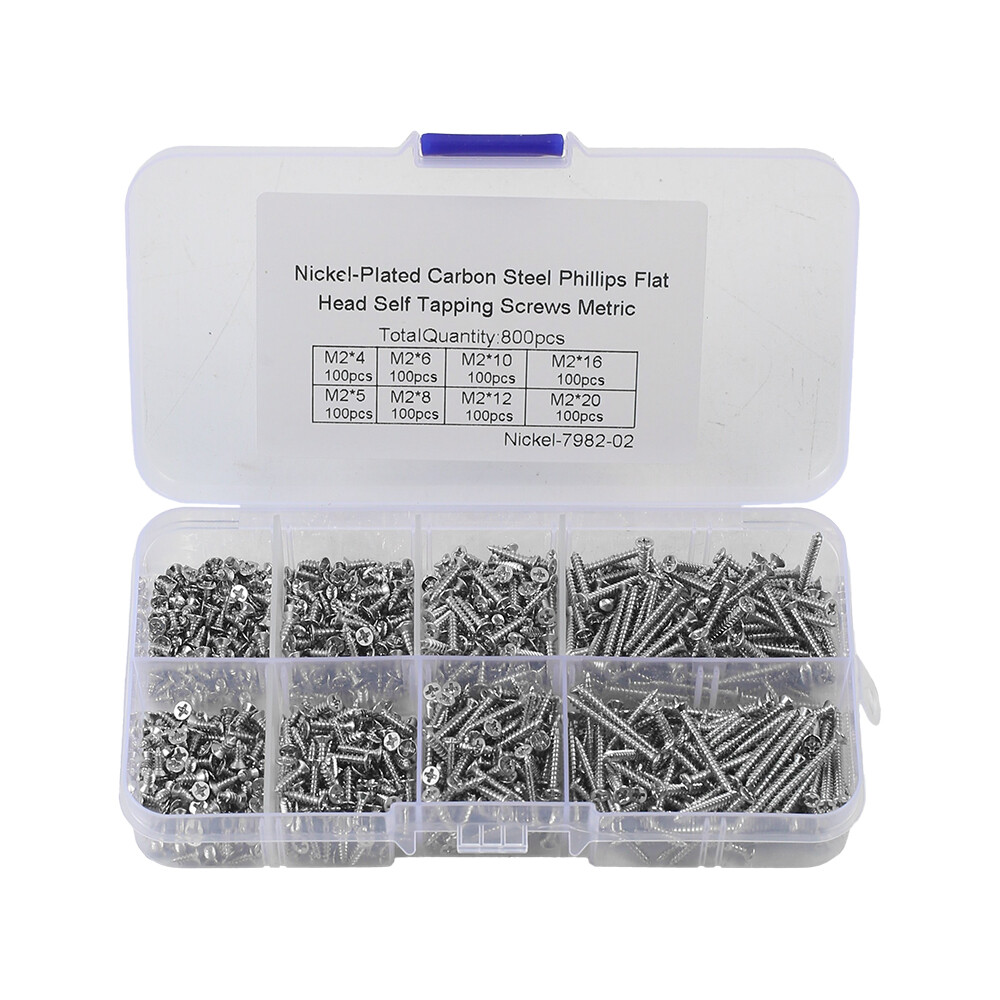 800 PCS M2 Stainless Steel Wood Screw Assortment Self Tapping Small Metal Screws — image 5