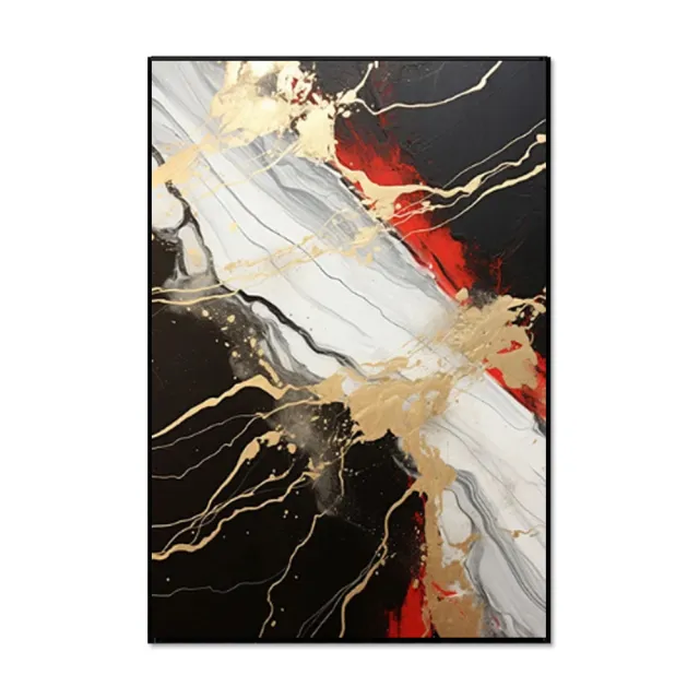 Vintage Gold Black Red Abstract Handmade Oil Painting Original Decoration Living Room Contemporary Home Decor Wall Art Without Inner Frame - Shop at LoveMi