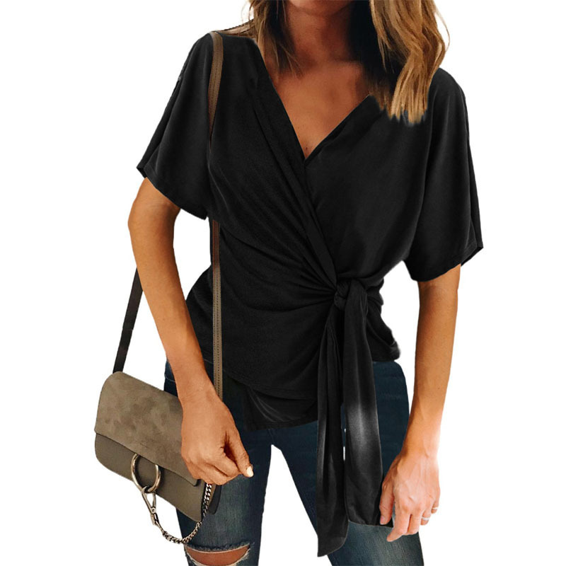 Women's Hollow Short Sleeves Pullover Cotton Slim Fit Bottoming Shirt