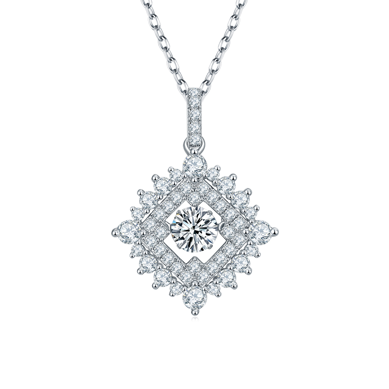 S925 Sterling Silver 0.5ct D Color VVS1 Moissanite Geometric Diamond Pendant Necklace 45cm Platinum Plated GRA Certified Gift Box