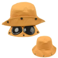 Funny Hip Hop Sunshade Sunglasses Bucket Hat - Yellow - View 1