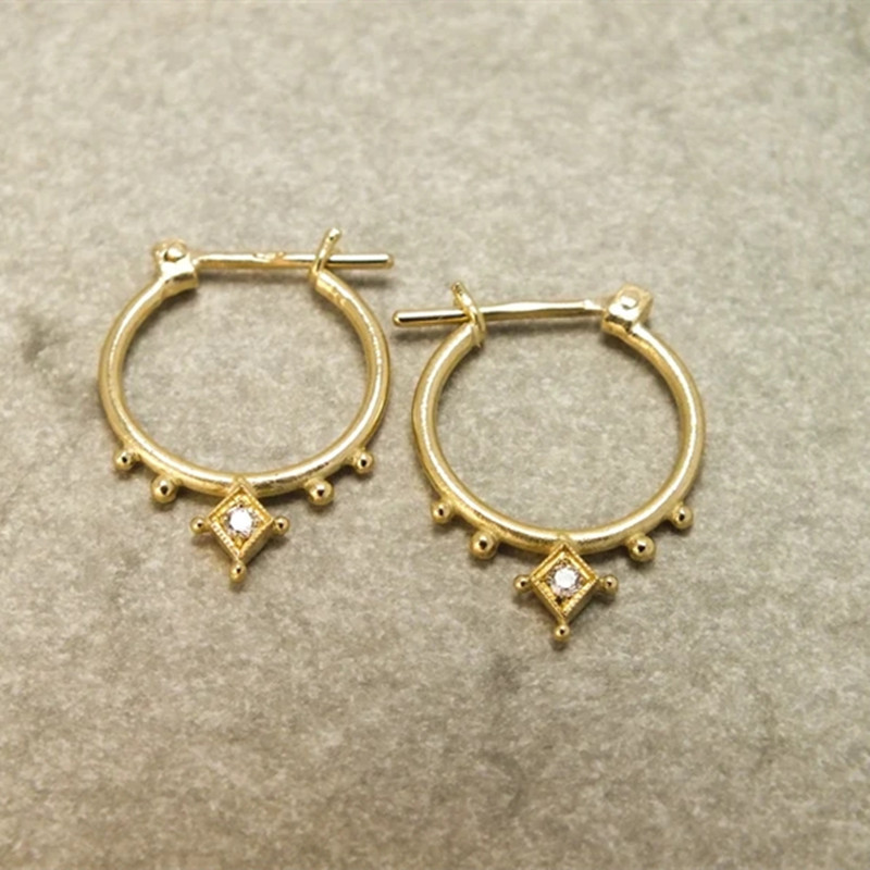 Title 2, INS Style Geometric Circle Small Beads Earrings