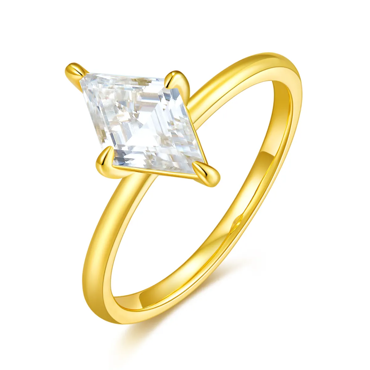 S925 Silver Gold Plated 2ct Kite Cut