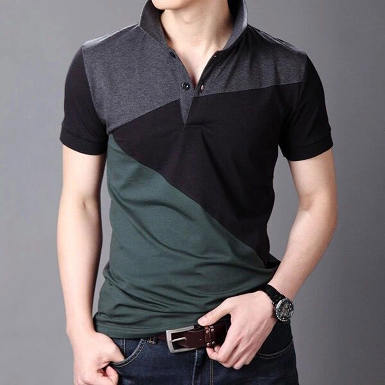 Contrasting Lapel T-shirt Men's Thin