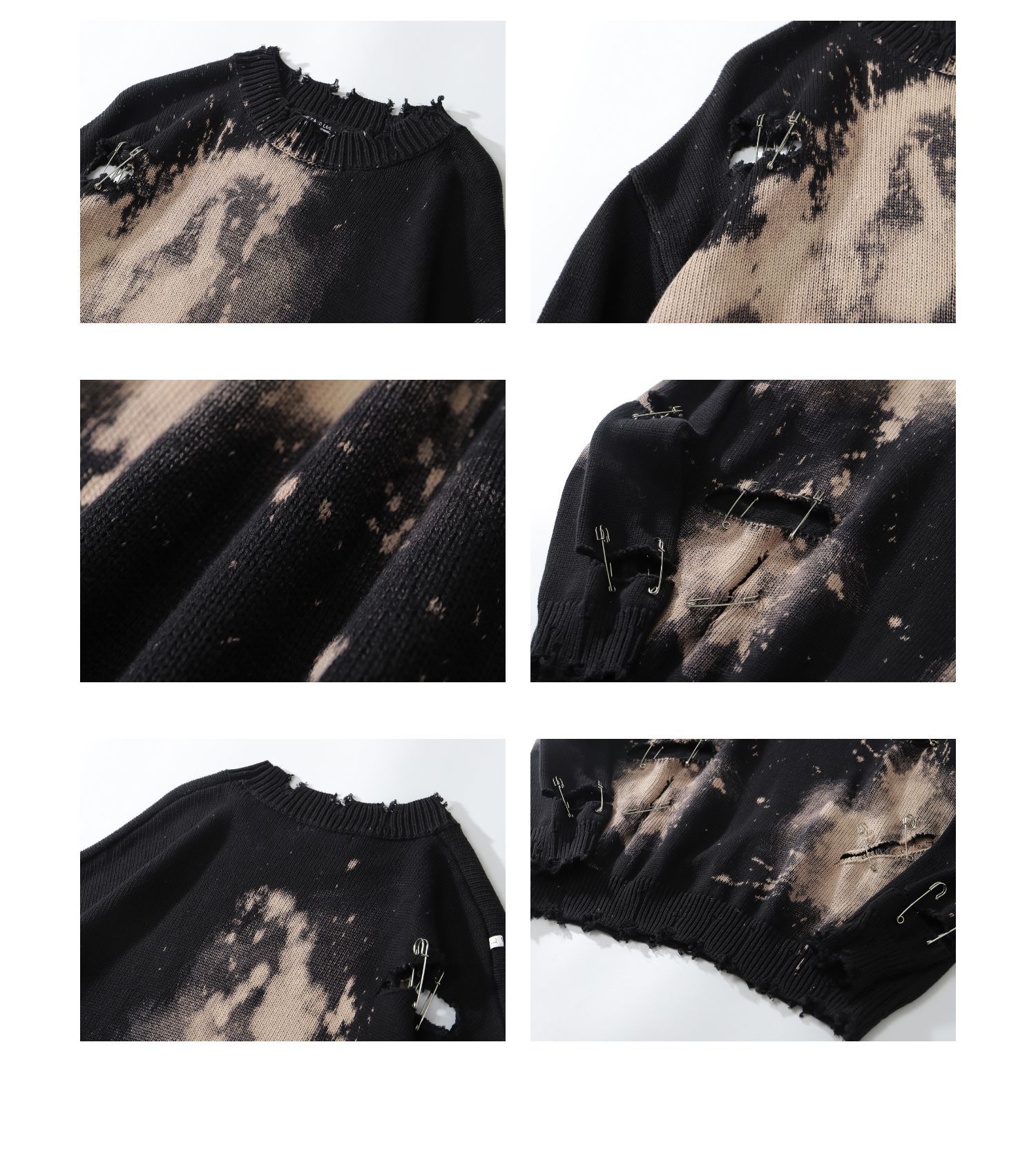 Tie-dye High Street Hip-hop Ripped Sweater