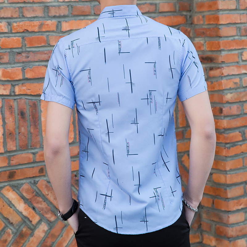 New Men's Plus Size Printed Short-sleeved Shirt
