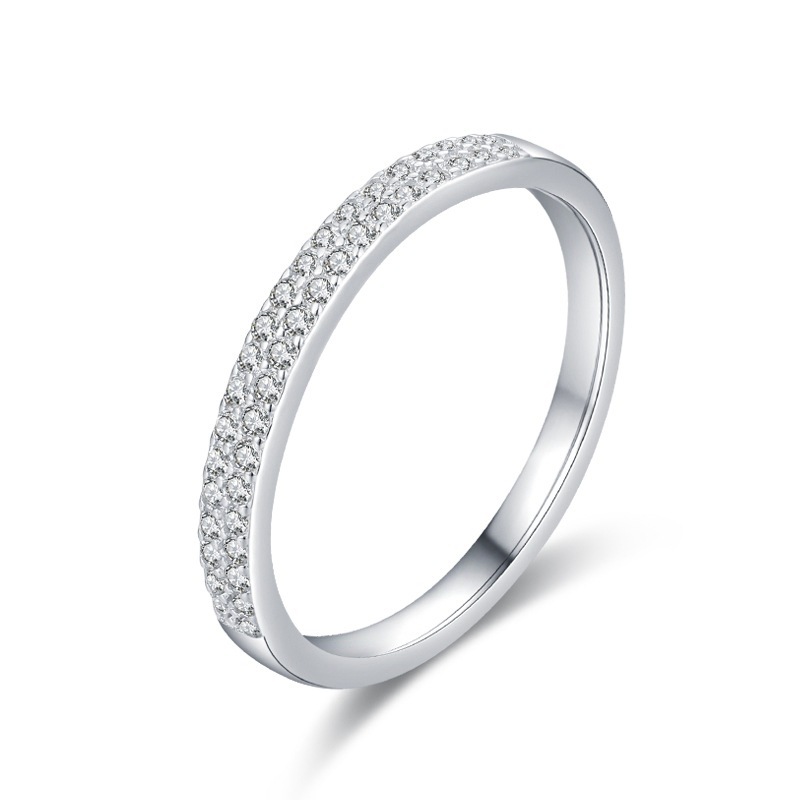 Simple Micro-Inlaid Full Diamond Stacking Row Ring