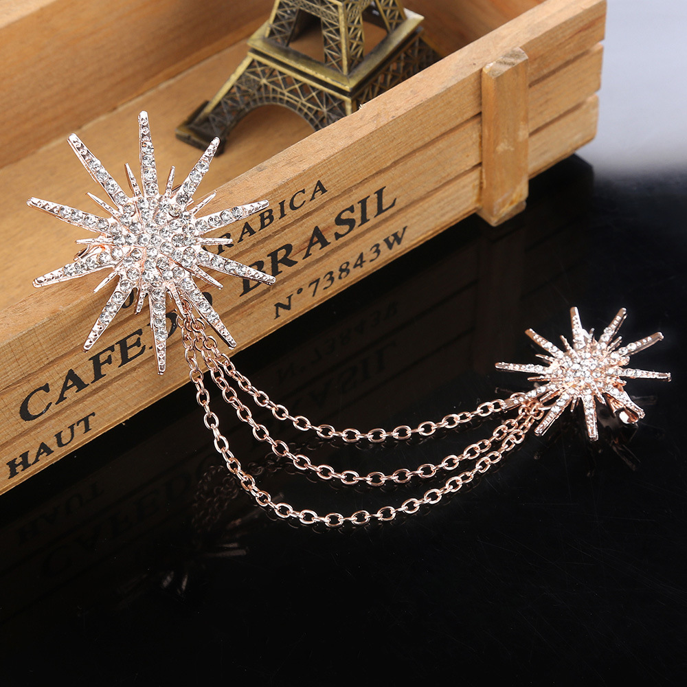 Title 4, Simple Snowflake Diamond-studded Collar Pin Sca...