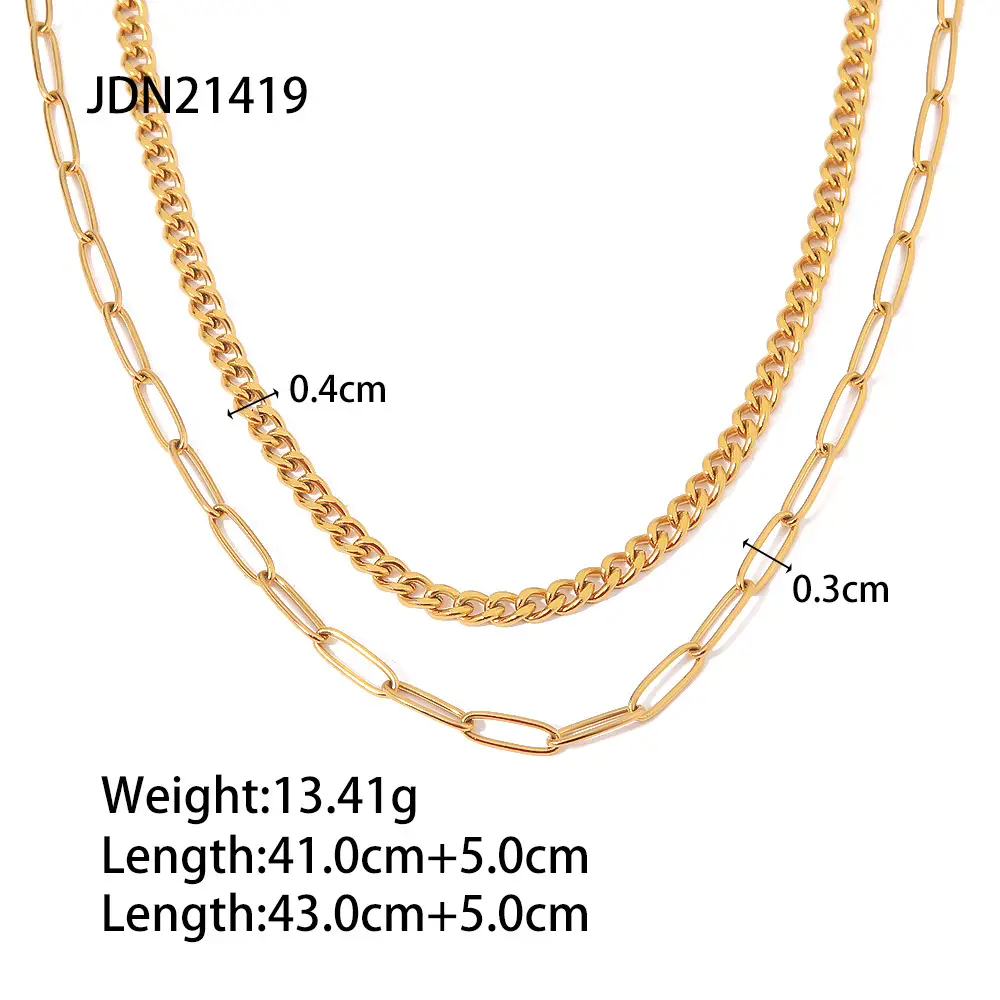 Ins Trendy Retro Simple Stylish High-grade K Gold Cold Style Double-layer Necklace