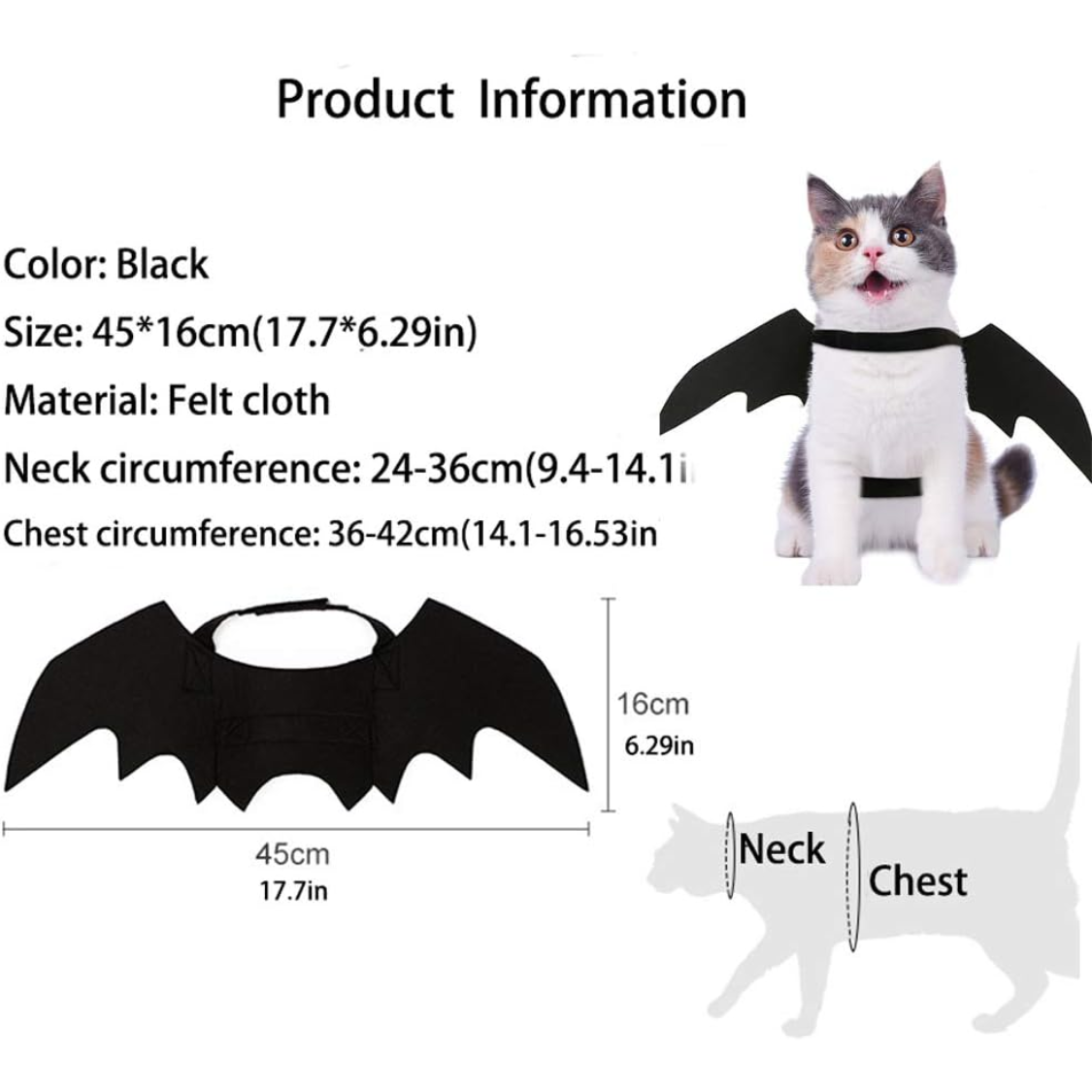 Pet Cat Bat Wings For Halloween Party Decoration, Puppy Collar Leads Cosplay Bat Costume,Cute Puppy Cat Dress Up Accessories — foto 6