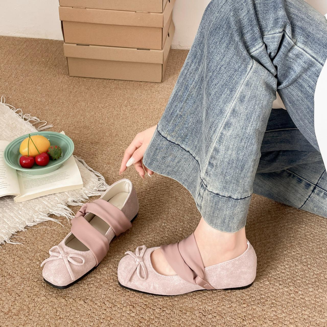Satin Crisscross Strap Ballet Flats, picture 3 of 5