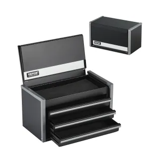 Tool Box 8.6-inch Portable Metal Tool Box With 3 Drawers Tool Organizer Black
