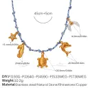 Blue Rope Braided Ocean-themed Pendant Set, Featuring Starfish, Dolphins, And Sea Turtles, Multi-dangling Necklace And Bracelet. view 4
