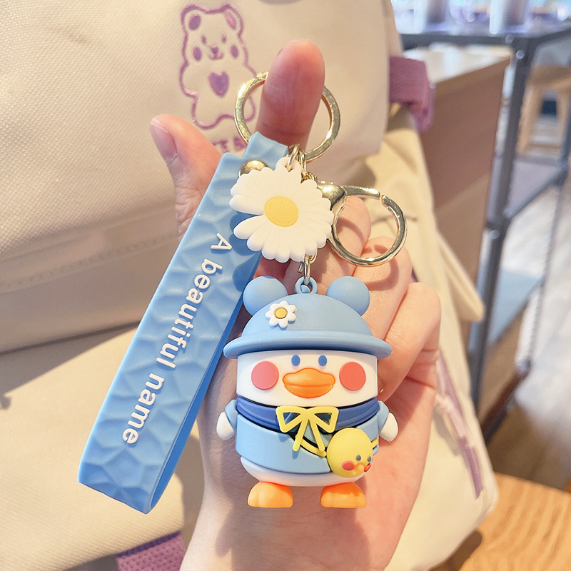Cute Backpack Duck Keychain Cartoon Dripping Glue Blue - Shop at LoveMi