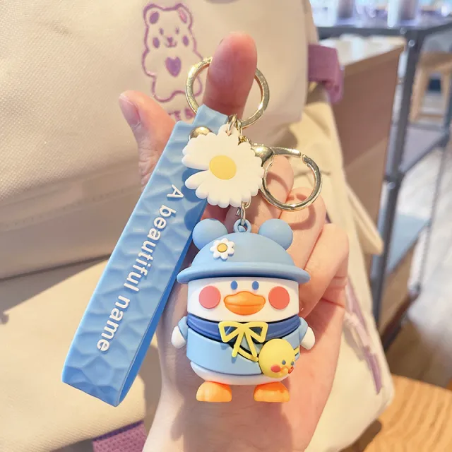 Cute Backpack Duck Keychain Cartoon Dripping Glue Blue - Shop at LoveMi
