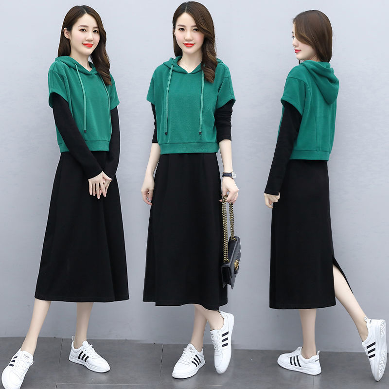 Women's Contrast Color Two-piece Dress