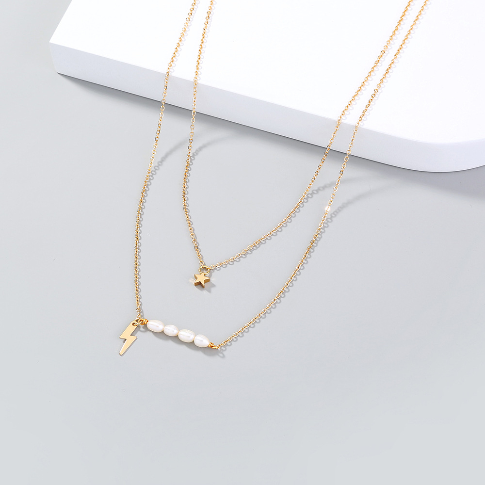 Natural Freshwater Rice Beads Double Necklace