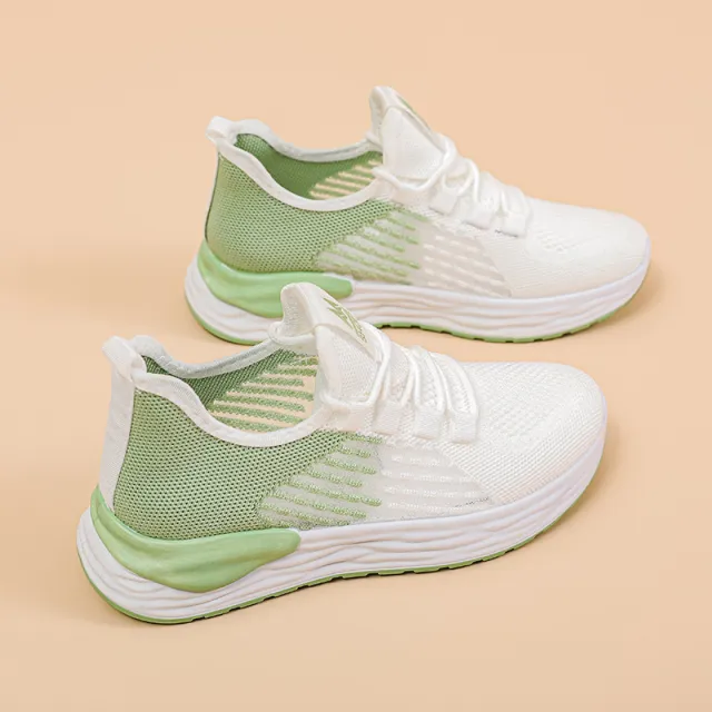 Sneakers Breathable Comfortable Hollowed Out Flying Mesh Surface Green - Shop at LoveMi