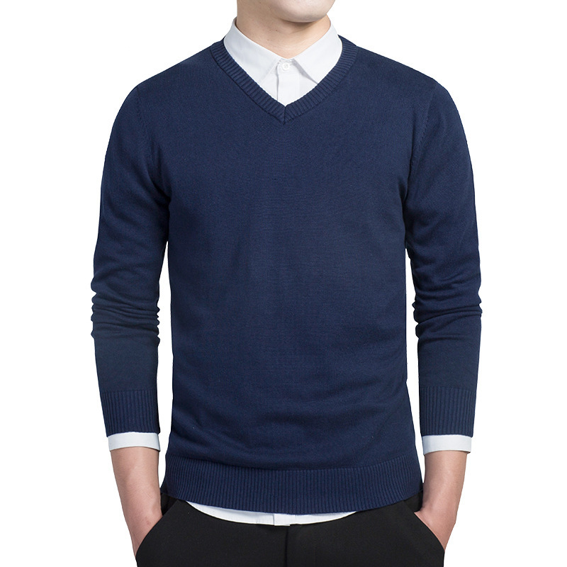 Title 4, V-neck Cotton Sweater Workwear Straight knit Sw...