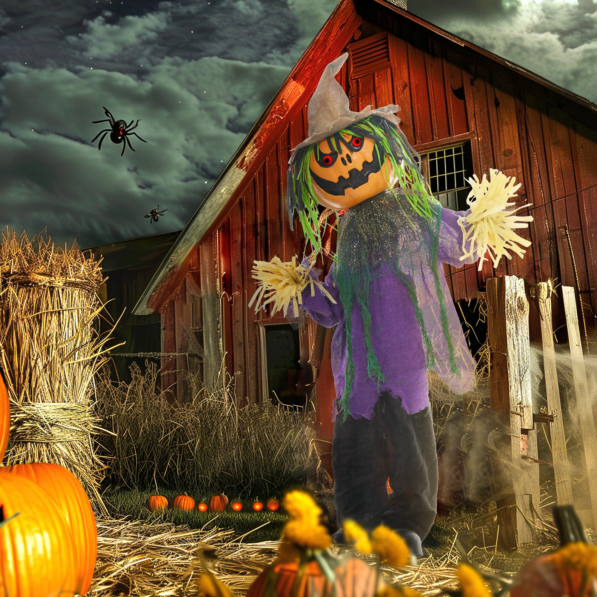 Pumpkin Scarecrow Halloween Electronic Animation Doll No. 36, With Glowing Eyes — image 9