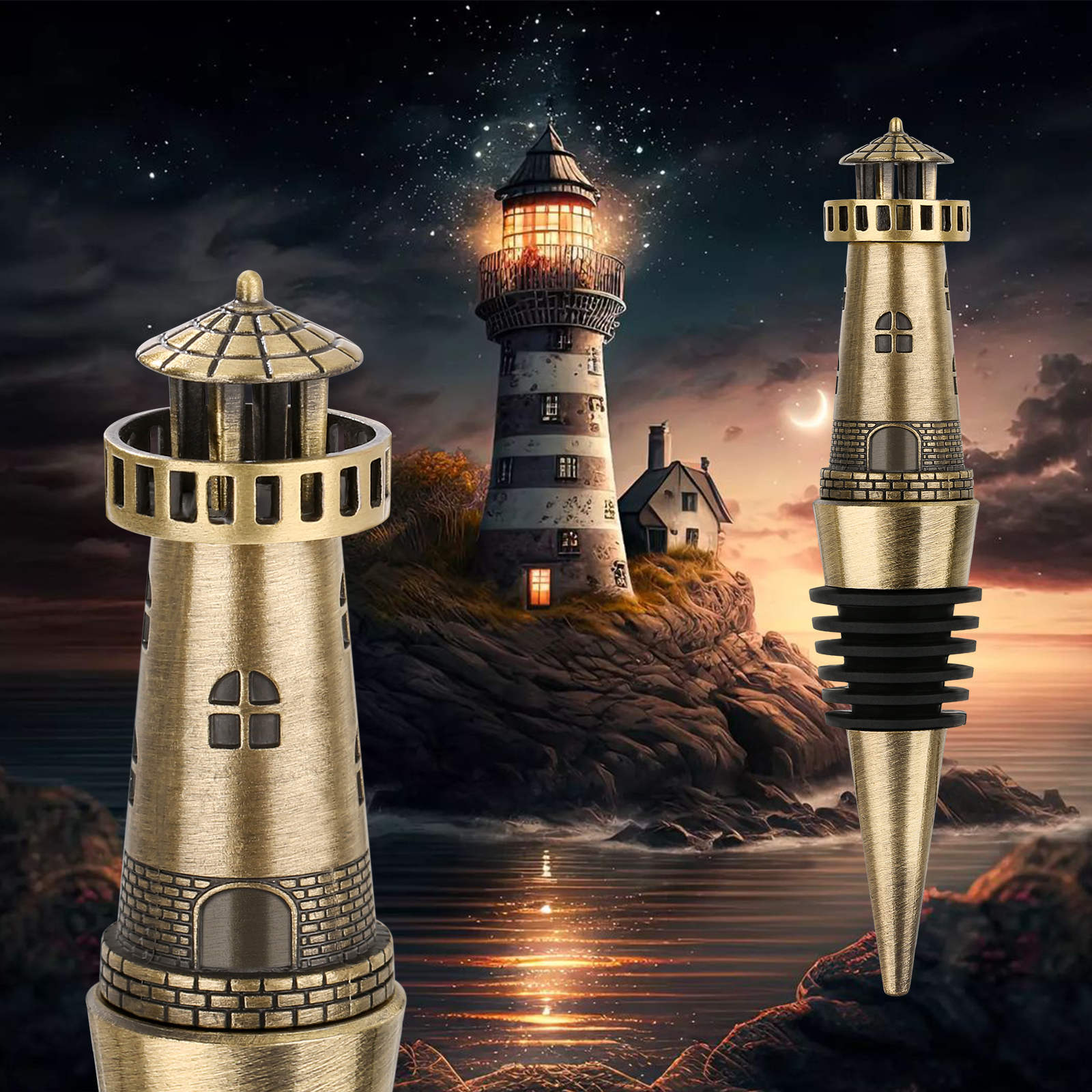 Creative Lighthouse Wine Stopper, Seals The Aroma Of Wine, Protects High-quality Wine, And Serves As A Premium Tool For Wine Preservation.