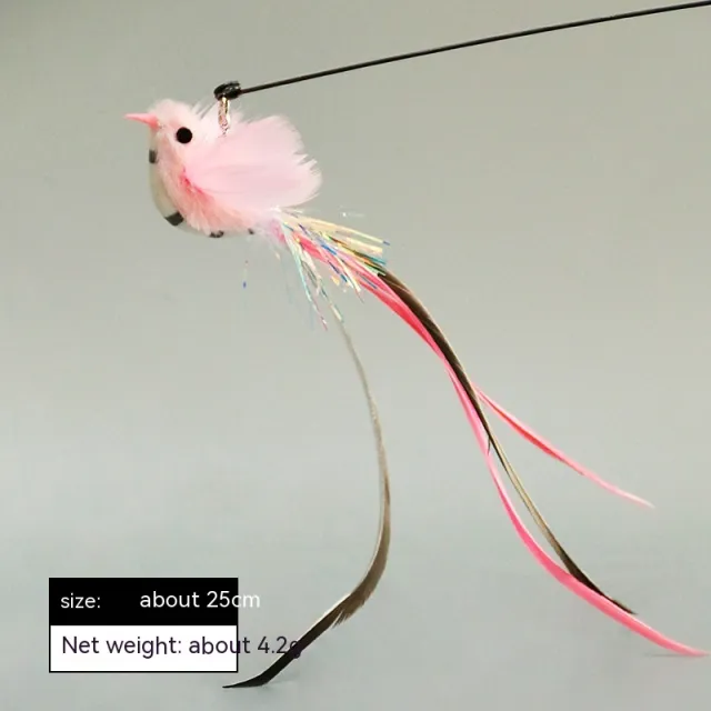 Simulation Bird Steel Wire Long Brush Holder Cat Teaser Feather Replacement Head Cat Toy Fan Bird - Shop at LoveMi