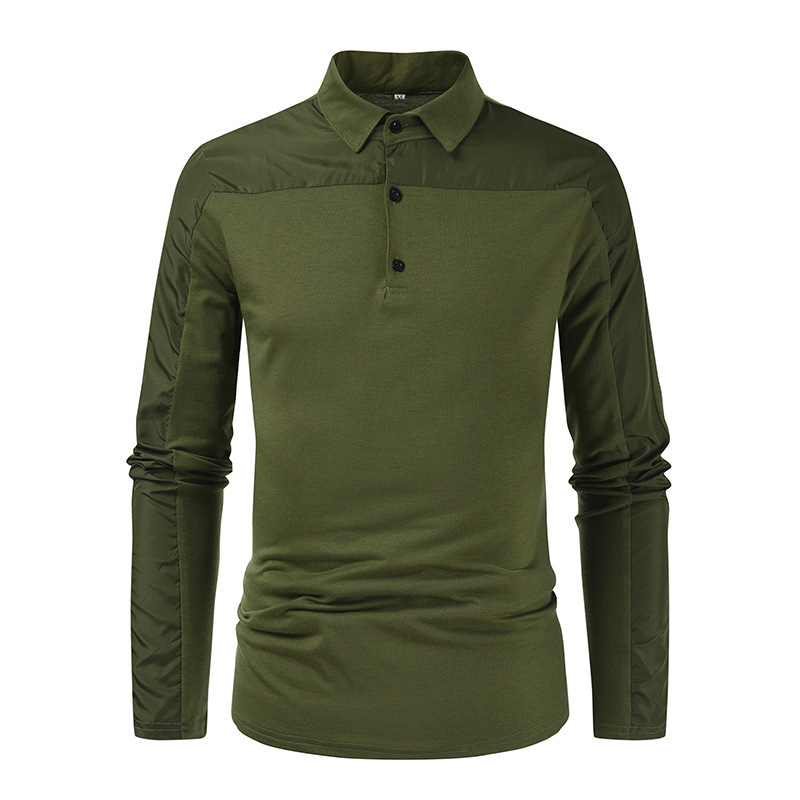 Title 3, Camisa masculina casual com lapela e painel, ma...