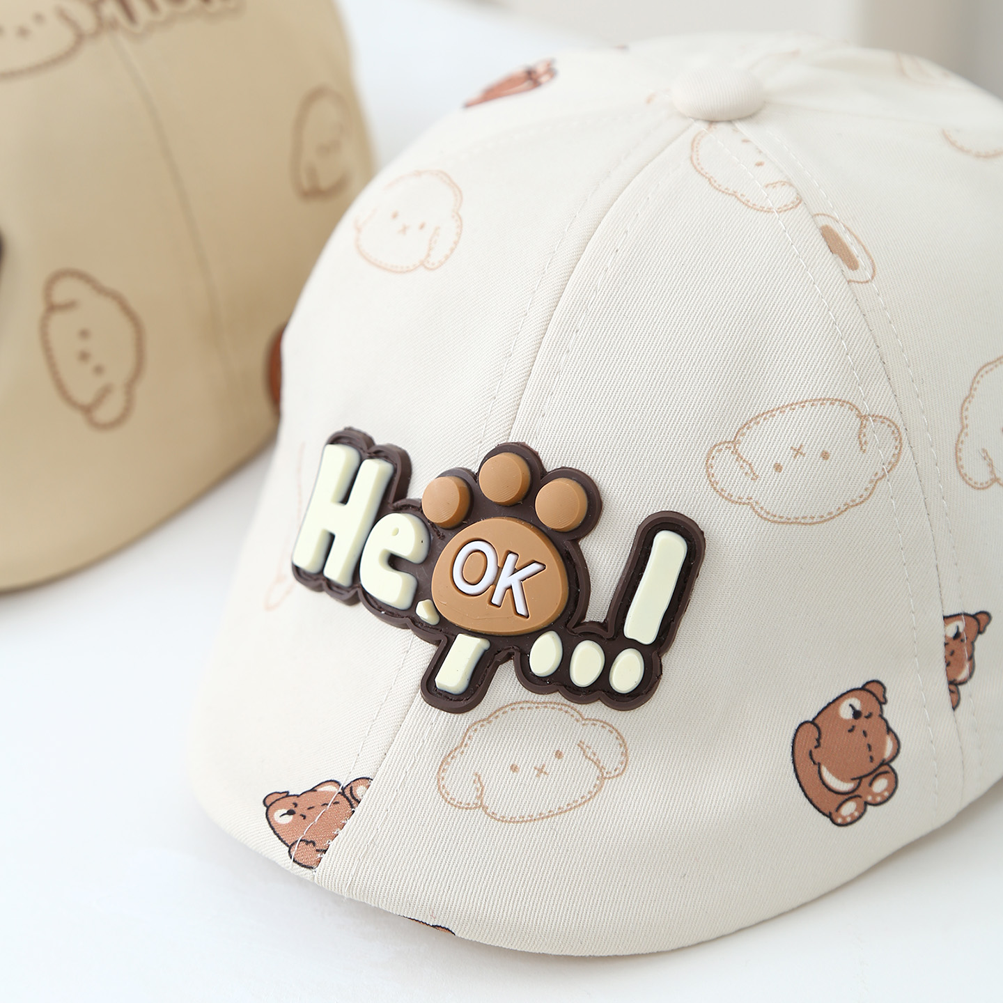 Children's Three-dimensional Letter Bear Paw Printed Cartoon Pattern Adjustable Casual Cute Beret For Outdoor Sports, Shopping.