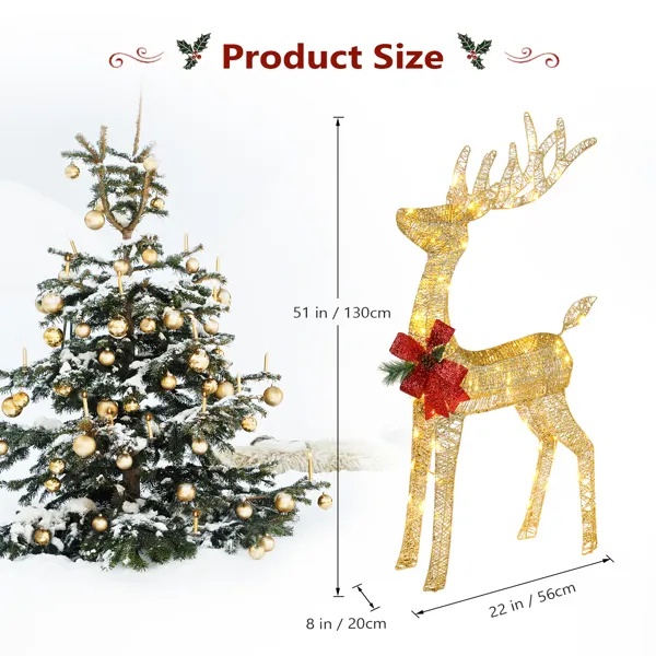 Lighted Christmas Reindeer Outdoor Decorations, Weather Proof 4ft Santa's Sleigh Reindeer Christmas… image 6