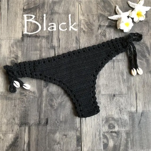 Fashion Vintage Beach Hand Crochet Panties Black - Shop at LoveMi