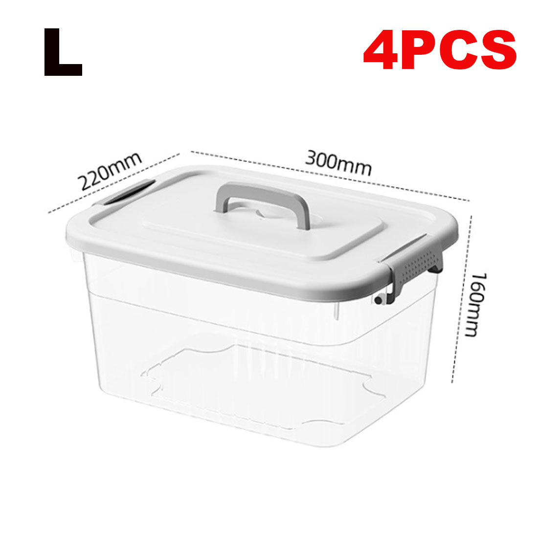 4PCS Clear Plastic Storage Boxes With Lids Stackable Box Home Office Kitchen UK — image 11