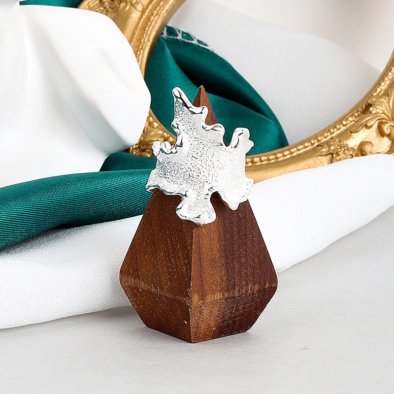 Niche Design Minimalist Hipster Net Red Dark Irregular Texture Surface Flame Opening Ring Female