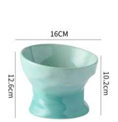 Cat Bowl High Ceramic Protection Cervical Spine Dog Food Basin - Gradient Azure Diagonal - View 1