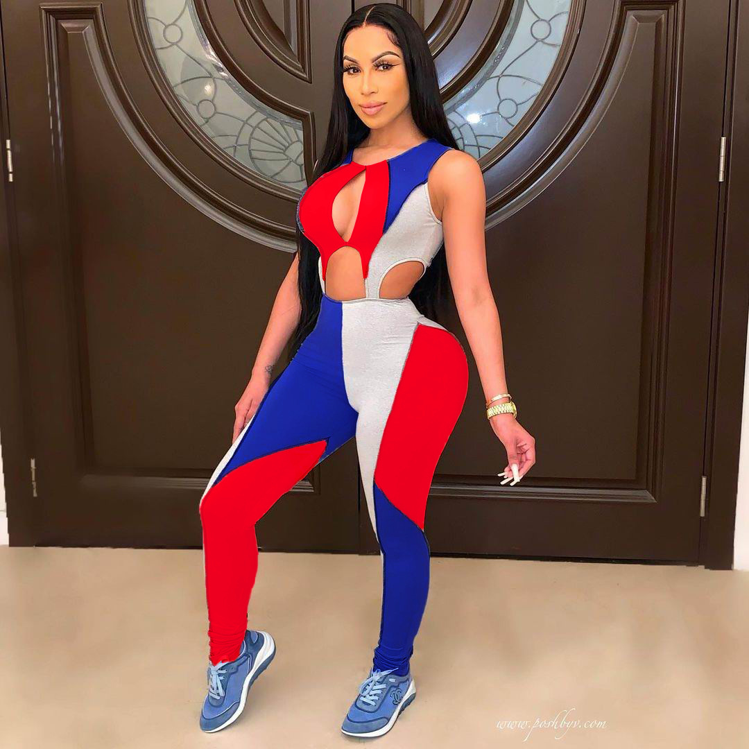 Women’s Multicolor Panel Cutout Jumpsuit