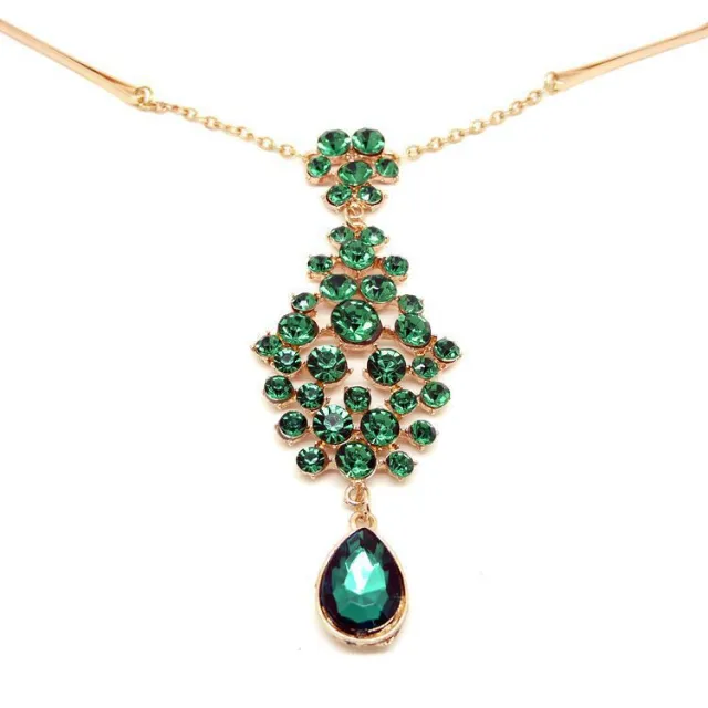 Fashion Simple Ethnic Style Emerald Head Chain Green - Shop at LoveMi