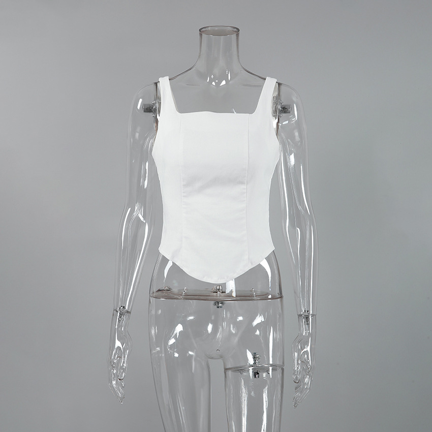Inner Design White Square-cut Collar Sleeveless Top