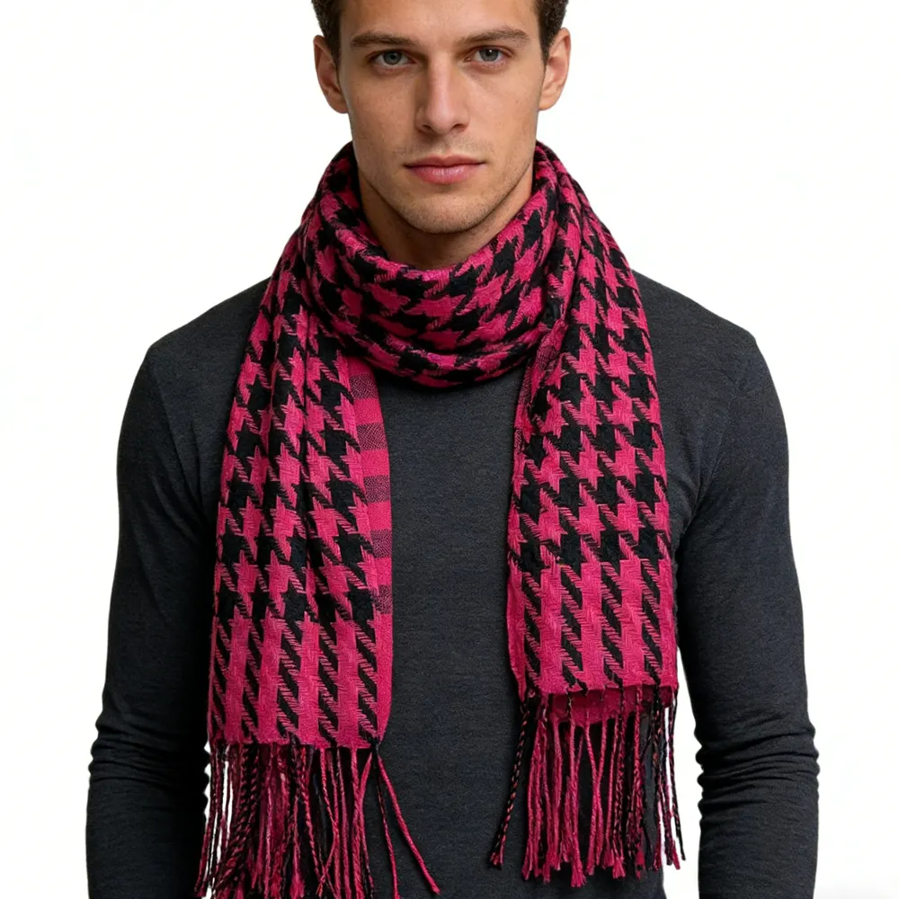 Textured Plush Jacquard Weave Traps Warmth Scarf