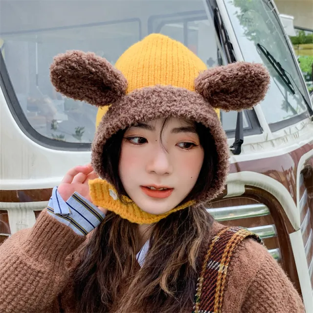 Neck Protection Integrated Head Covering Hat Yellow - Shop at LoveMi
