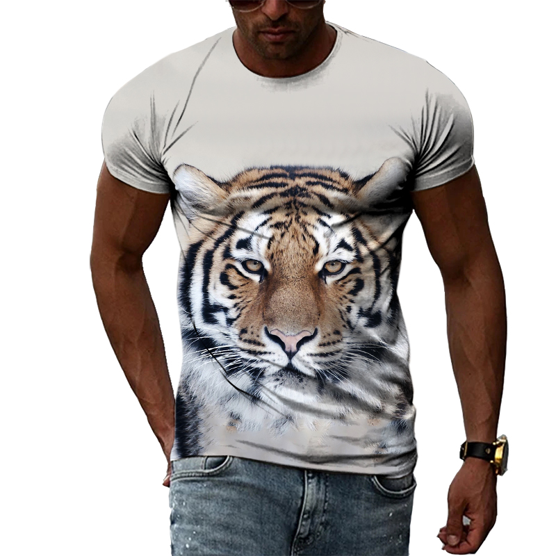 Title 8, European and American Tiger Print Short-sleeved...